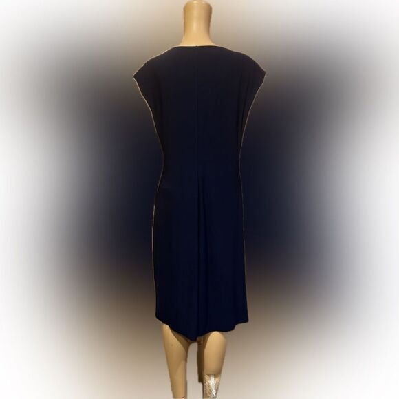 American Living Dark Blue V-Neck Ruched Midi Dress Sz 16 - Picture 2 of 5